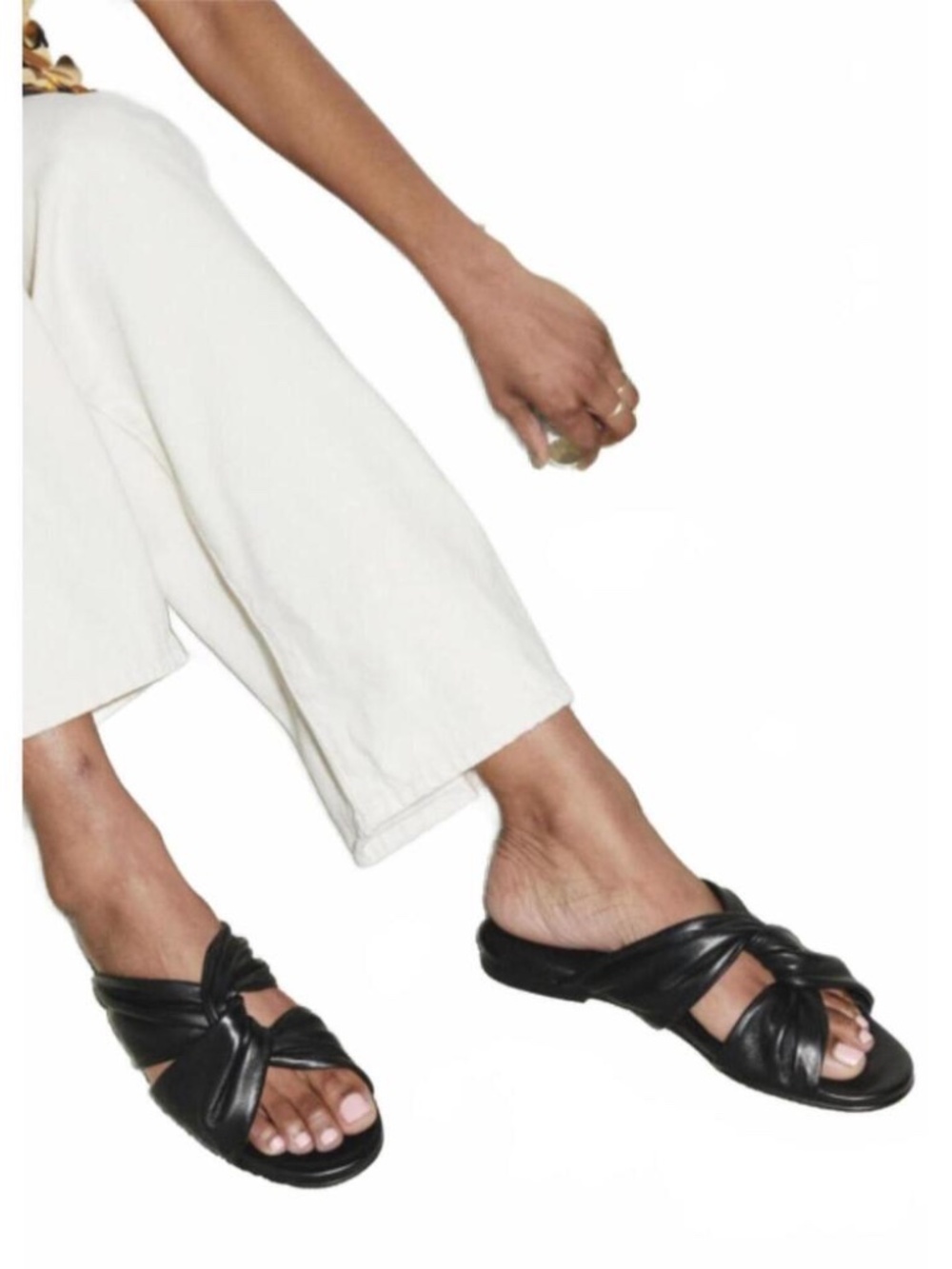 Freda Salvador Carlota Twist Leather Slide Sandals – Black / Like NEW Size 8M